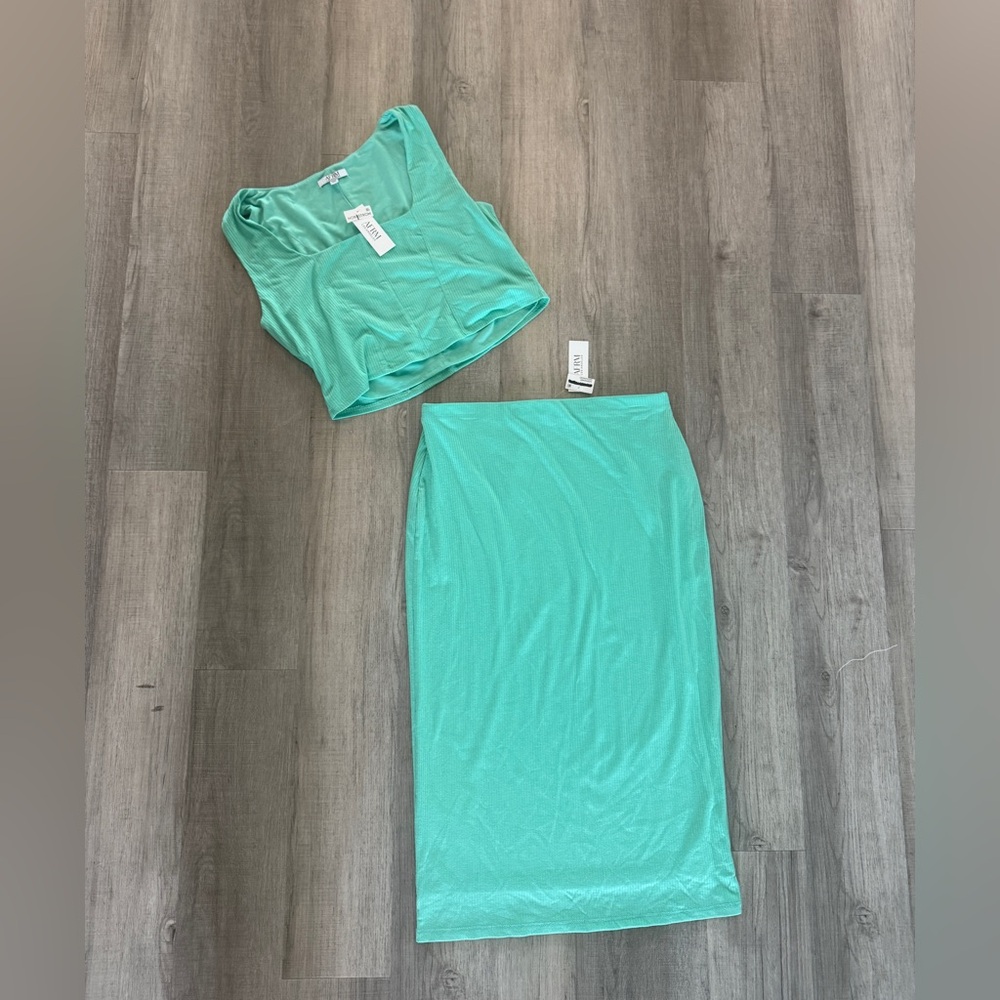 NWT AFRM “spearmint” Skirt Set